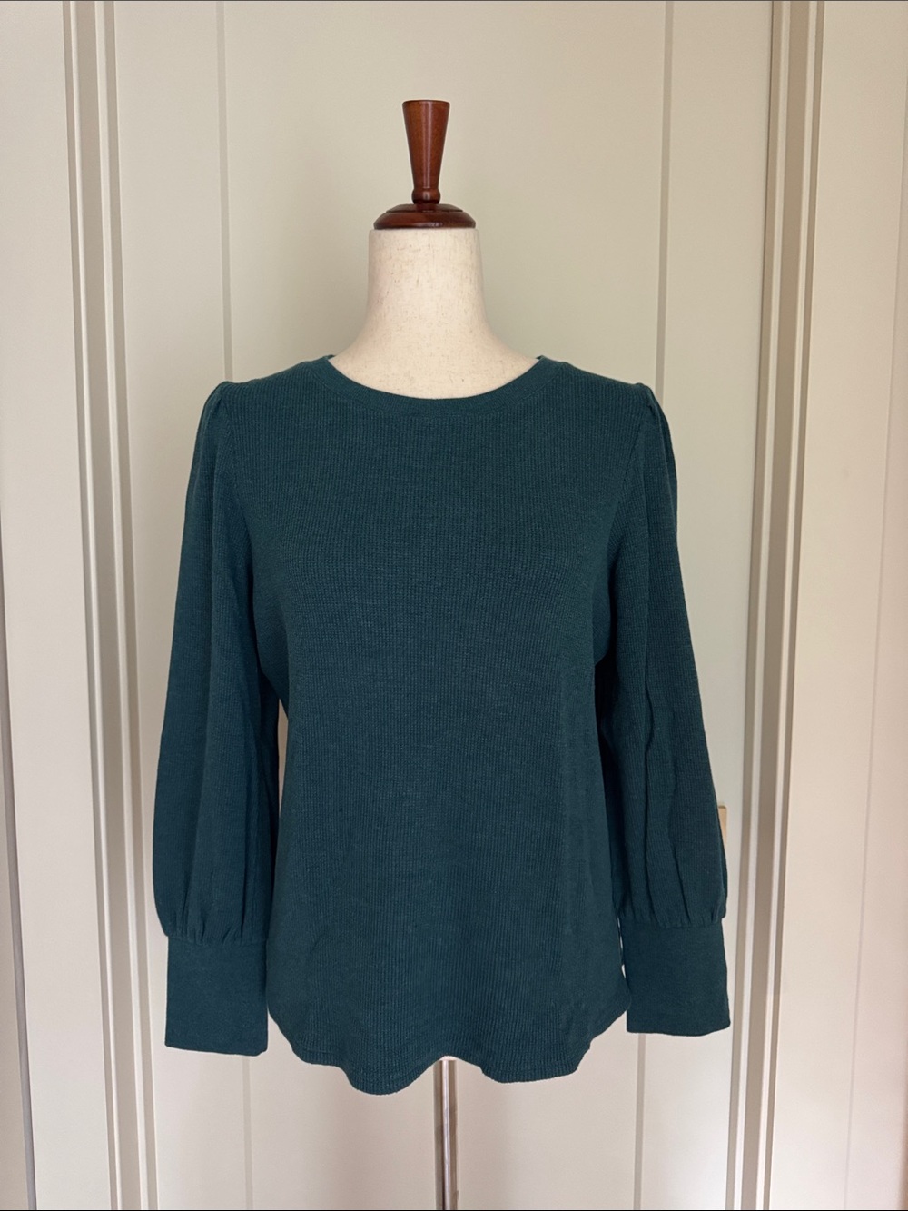 J. Jill Buttoned-Cuff Waffle Top